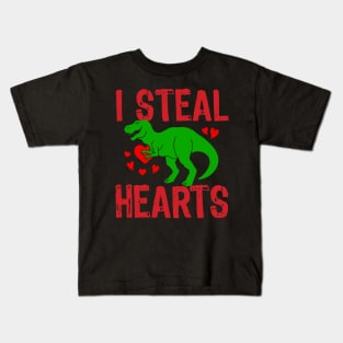 Kids I Steal Hearts Trex Dino Baby Boy Valentines Day Kids T-Shirt